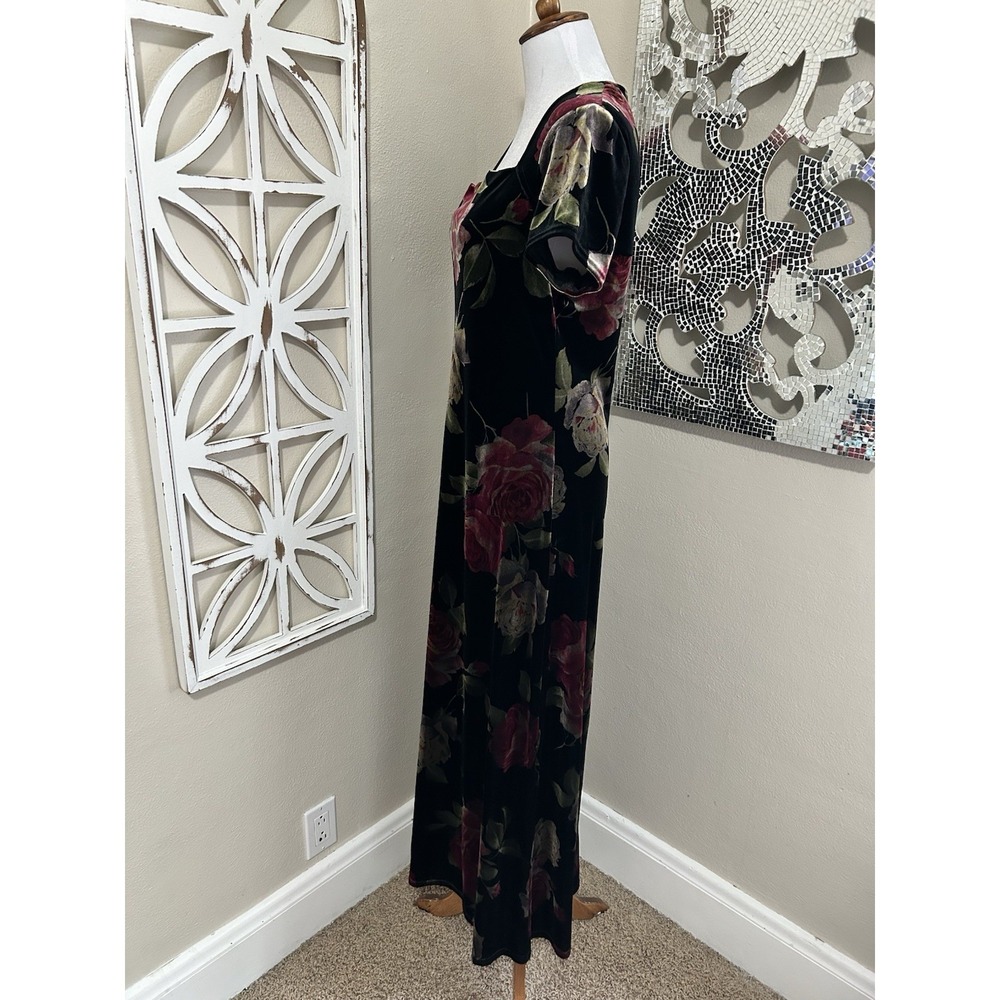 Y2K Dressbarn size 12 Velvet Floral Witchy Grunge Whimsigoth Fairy Maxi Dress - Picture 5 of 7